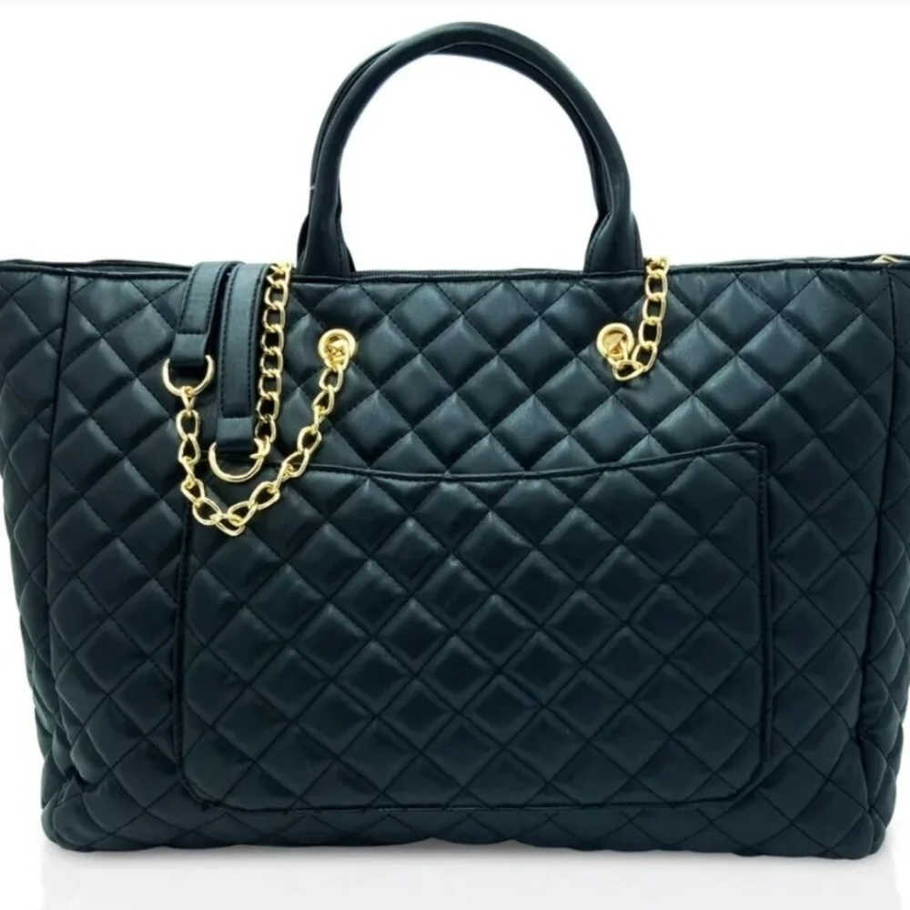 NWT!!! Elegant‎ GILDA PARIS Extra Large Quilted Black Tote Bag MSRP $199